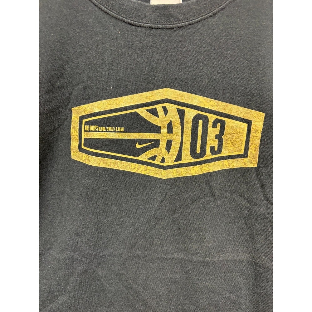 Nike T-Shirt Mens Black Hoops Blood Sweat &Heart Graphic Logo Tee XL Vintage Y2K